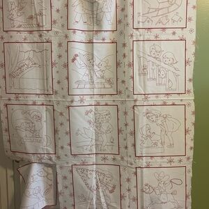 Festive Red and White Holiday Fabric Panels